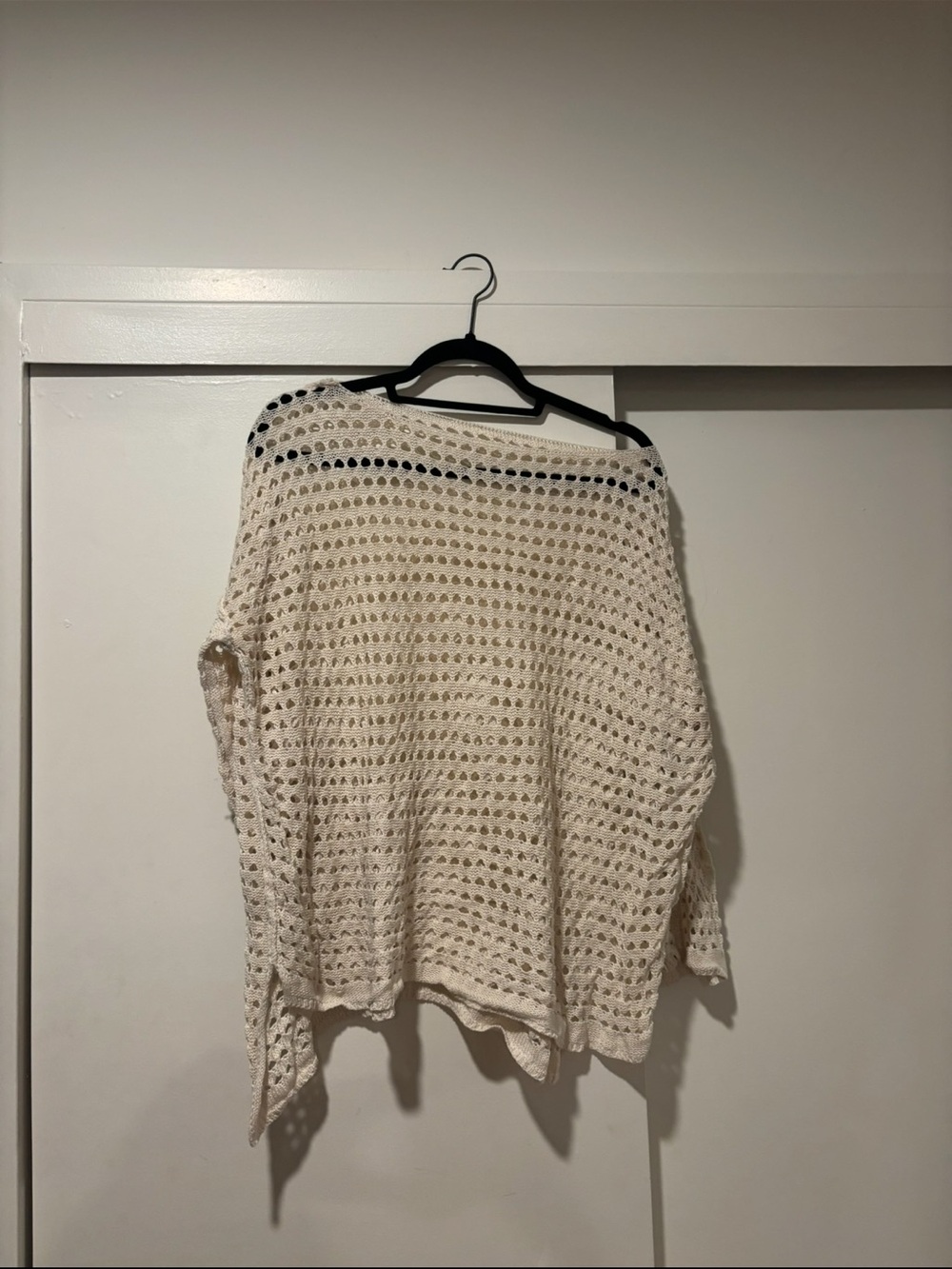Women's Cream Open-Knit Sweater
